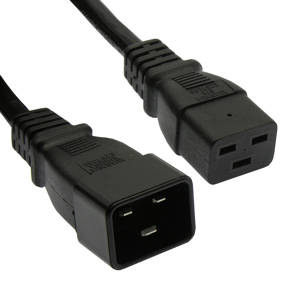 2Ft  Power Cord C19 to C20 Black/ SJT 14/3
